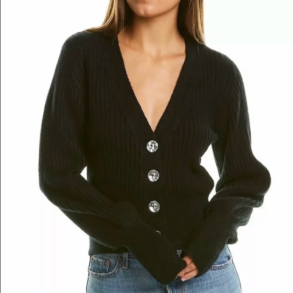 Stella + Lorenzo Black Button-Up Women's Sweater - Picture 2 of 6